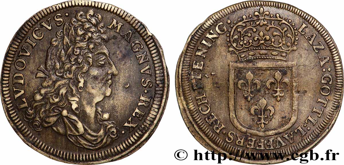 LOUIS XIV LE GRAND ou LE ROI SOLEIL Lazare Gottlieb Lauffer, jeton de compte q.SPL