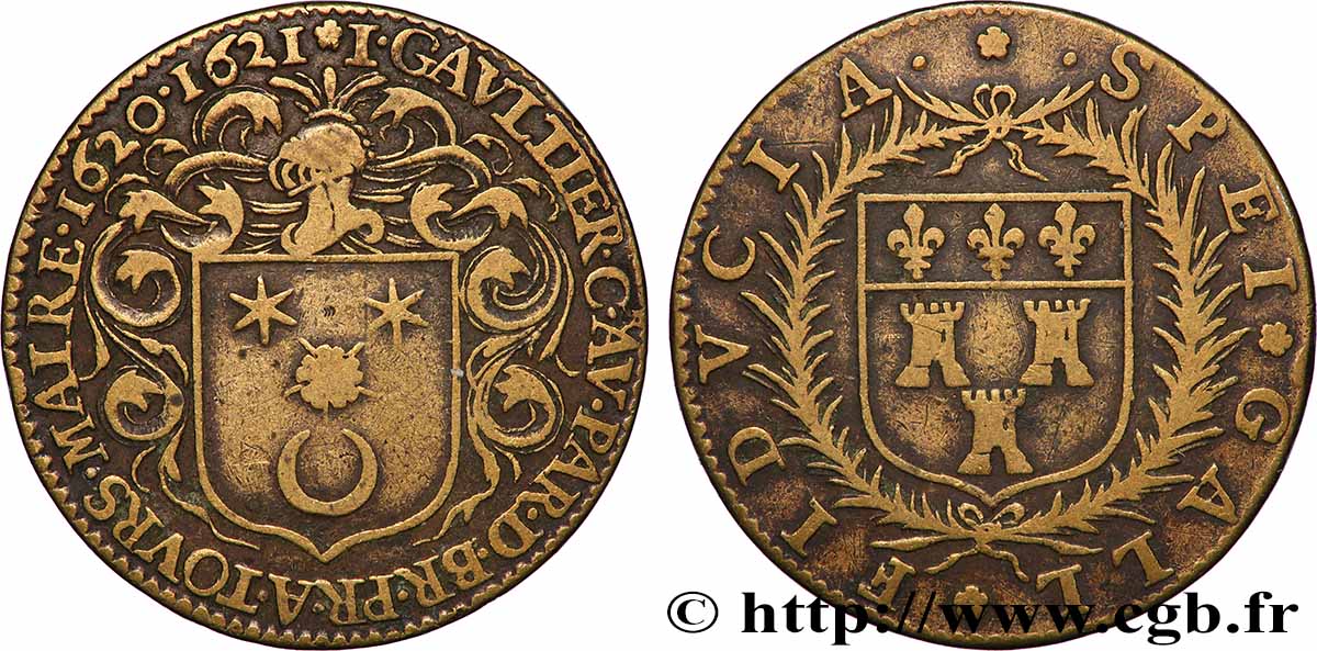 TOURAINE - NOBILITY AND TOWNS Jeton Lt 27, Jacques Gaultier, maire de Tours VF