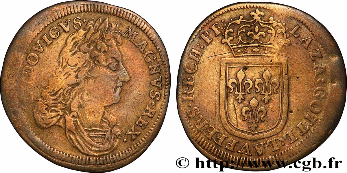 LOUIS XIV LE GRAND ou LE ROI SOLEIL Lazare Gottlieb Lauffer, jeton de compte q.BB