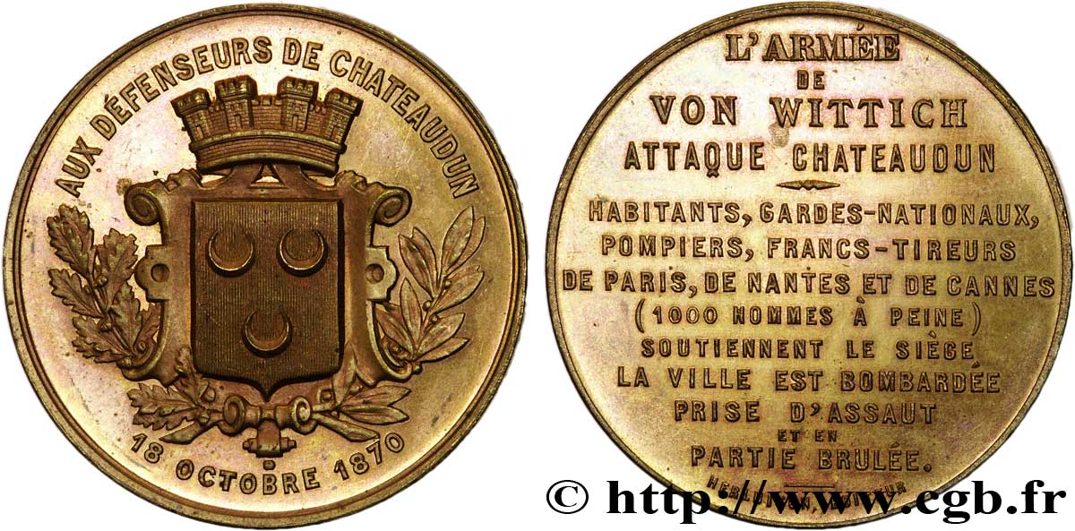 CHARTRES ET LE PAYS CHARTRAIN Médaille Br 36, le siège de Châteaudun SUP