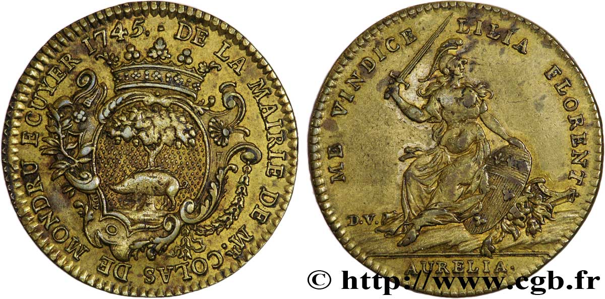 ORLÉANAIS - Noblesse et villes Jeton Lt 30, Pierre-Édouard Colas de Mondru, maire d’Orléans TTB