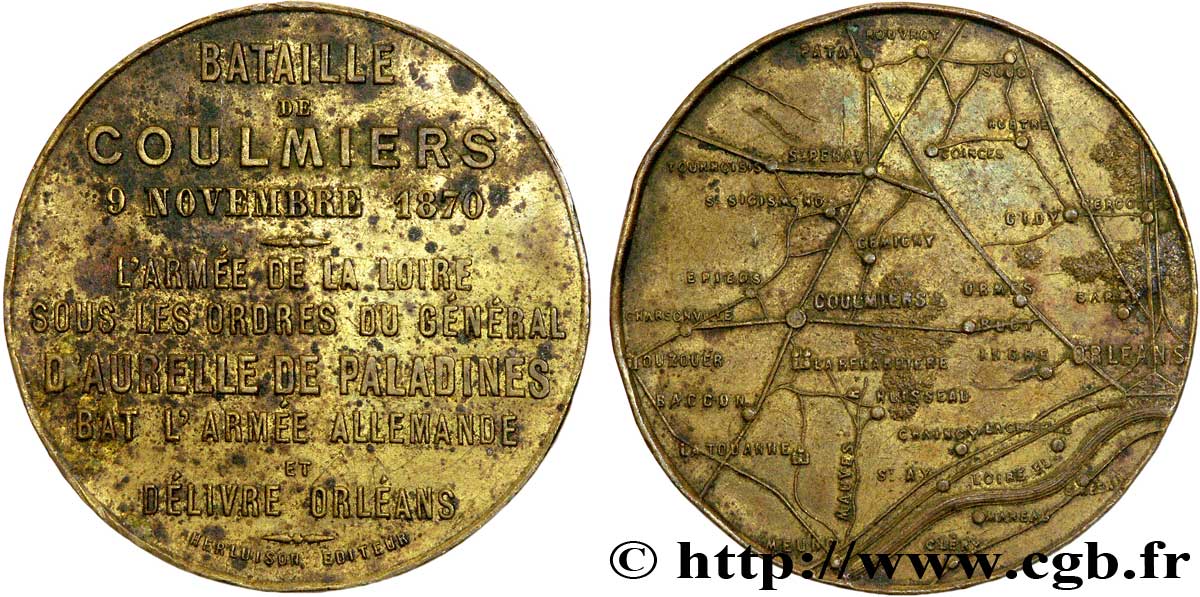 ORLÉANAIS - Noblesse et villes Médaille Br 36, bataille de Coulmiers BC+