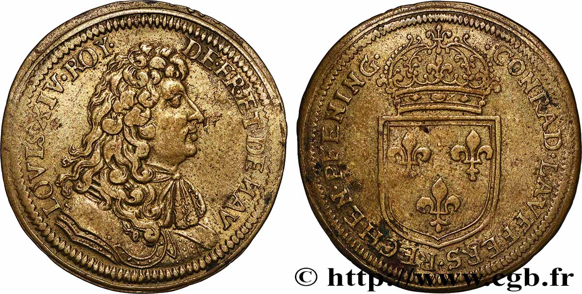 LOUIS XIV LE GRAND ou LE ROI SOLEIL Conrad Lauffer TTB