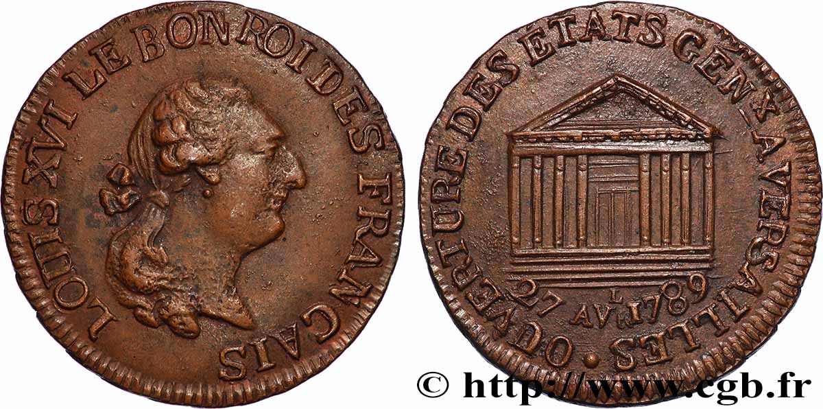 LOUIS XVI Jeton d’entrée aux États Généraux AU/AU