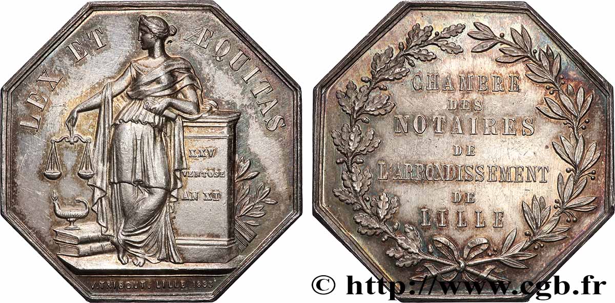 19TH CENTURY NOTARIES (SOLICITORS AND ATTORNEYS) Notaires de Lille, refrappe AU