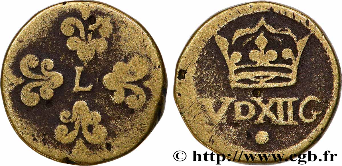 LOUIS XIII LE JUSTE Poids monétaire pour le demi-franc de forme circulaire TB+