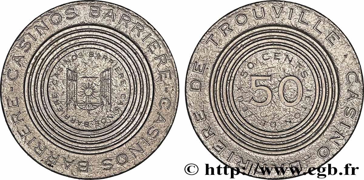 CASINOS AND GAMES Casino de Trouville, 50 centimes XF