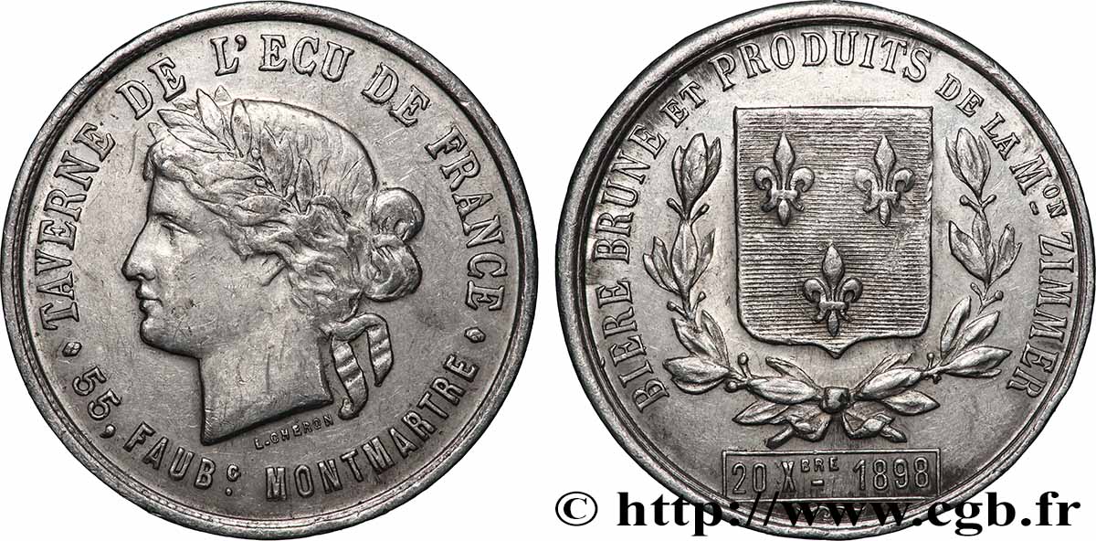 JETONS PUBLICITAIRES Médaille, Taverne de l’écu de France q.SPL