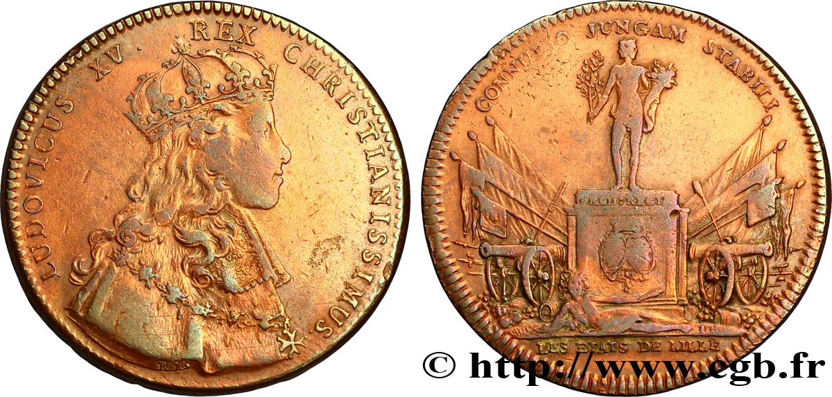 LILLE Fiançailles de Louis XV et de l’infante d’Espagne États de Lille TB+