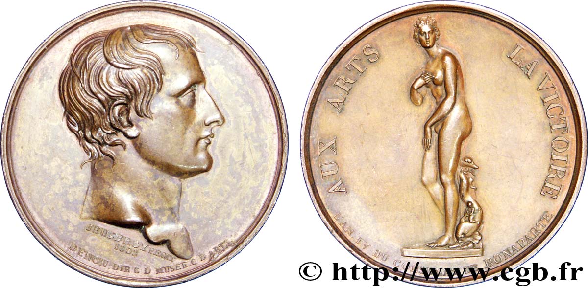 CONSULATE Médaille BR 41, Visite de Bonaparte au Museum, frappe monnaie MS60