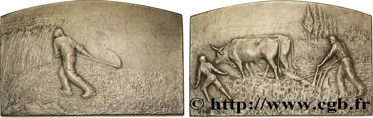 TROISIÈME RÉPUBLIQUE Médaille plaquette BR 70 X 44, Scènes d’agriculture TTB