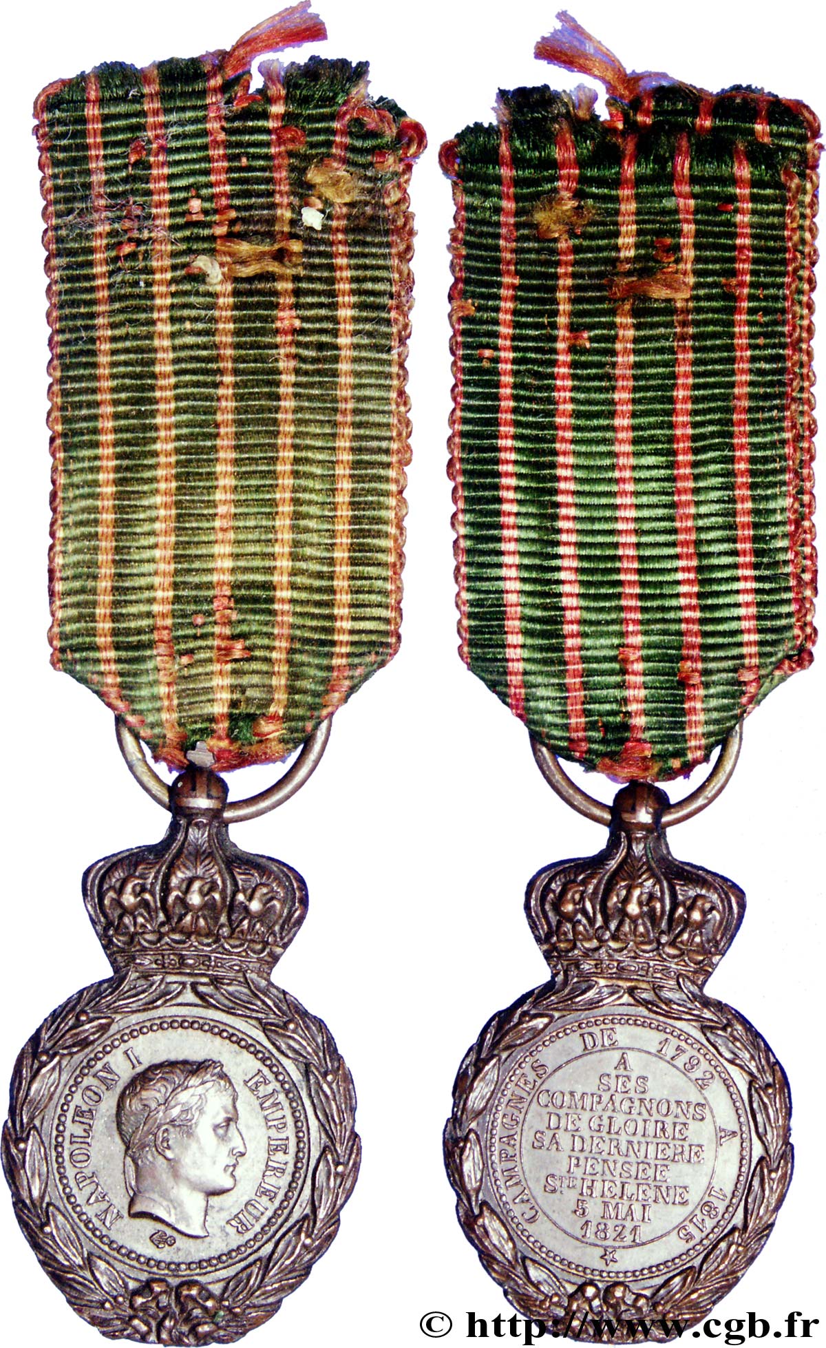 SEGUNDO IMPERIO FRANCES Médaille BR 30, Médaille de Sainte-Hélène, avec ruban MBC52