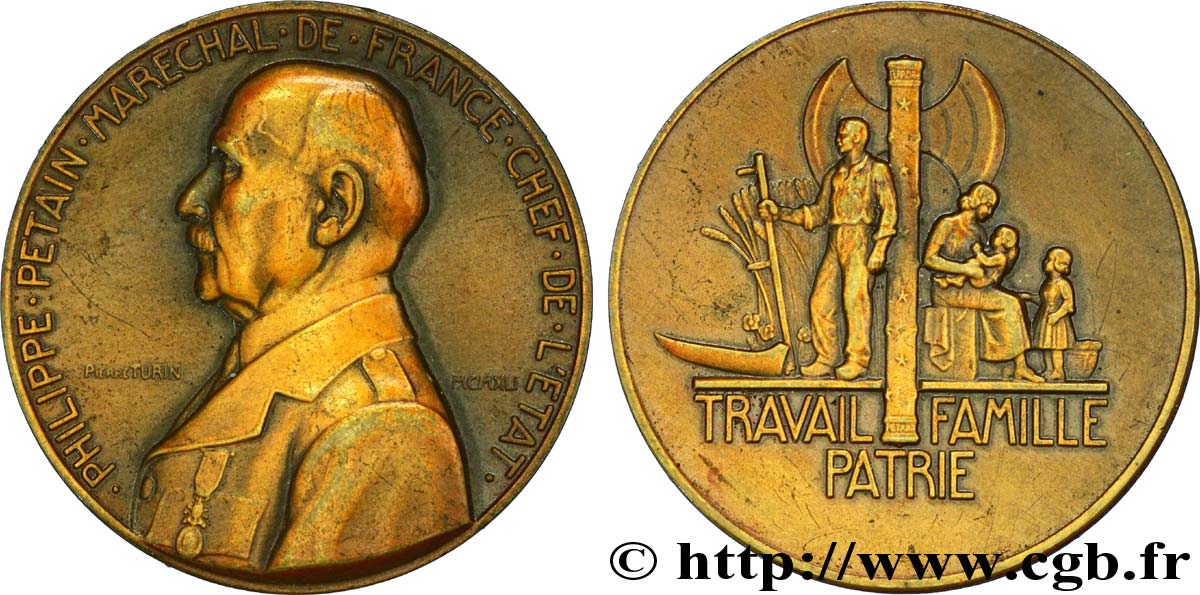 FRENCH STATE Médaille du Maréchal Pétain par Pierre Turin MS