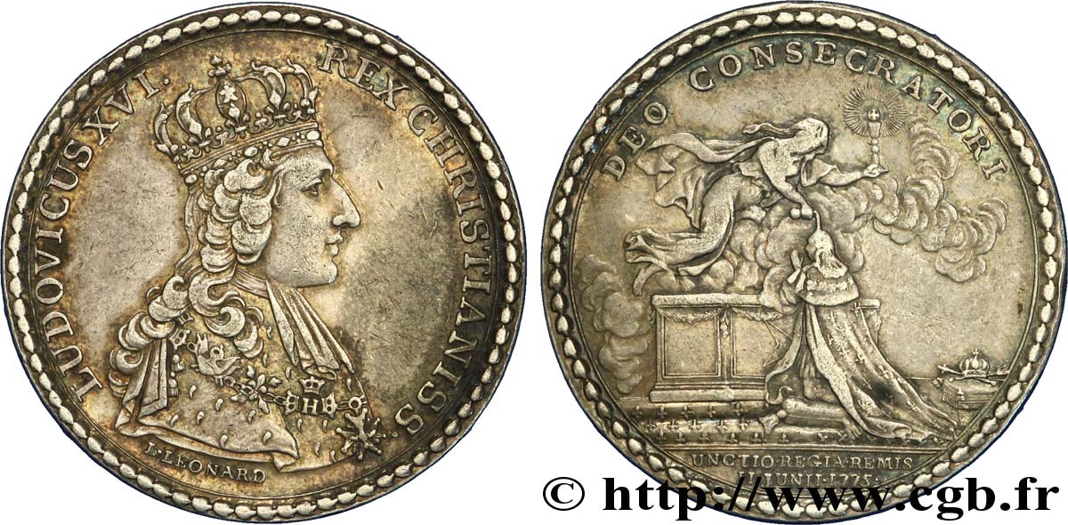 SACRE À REIMS Jeton Ar 30, sacre de Louis XVI TTB