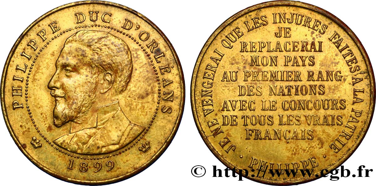 TROISIÈME RÉPUBLIQUE PHILIPPE DUC D’ORLÉANS, frappe monnaie module de 10 centimes SUP