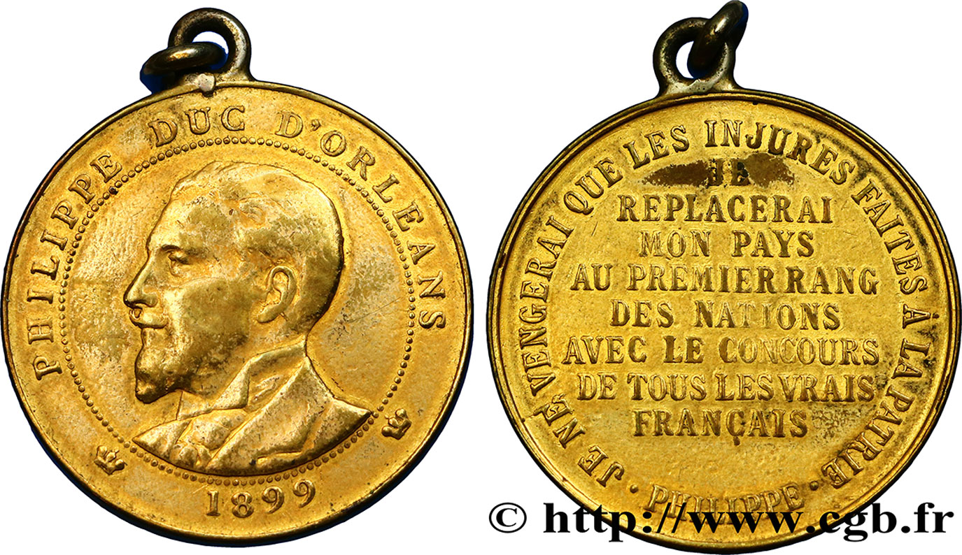 TROISIÈME RÉPUBLIQUE PHILIPPE DUC D’ORLÉANS, frappe médaille module de 10 centimes MBC