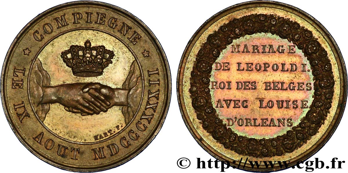 AMOUR ET MARIAGE MARIAGE A COMPIEGNE DE LEOPOLD Ier ET DE LOUISE D’ORLÉANS FDC