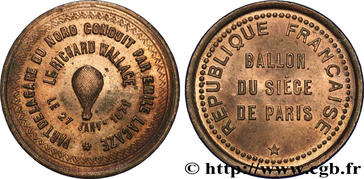 COMMUNE (LA) TROISIÈME RÉPUBLIQUE Module de 10 centimes, ballon   Le RICHARD WALLACE   SPL
