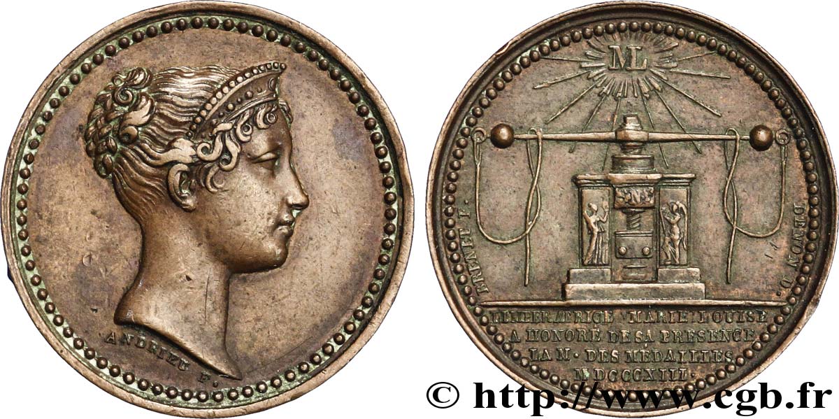 FIRST FRENCH EMPIRE. Napoléon Emperor bare head - Republican calendar Marie-Louise visite la Monnaie, sans poinçon AU