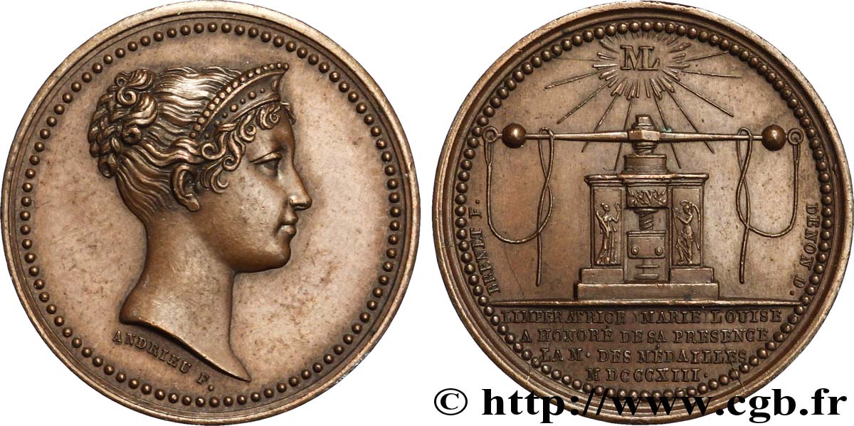 PREMIER EMPIRE. Napoléon Empereur  Marie-Louise visite la Monnaie, poinçon abeille SUP