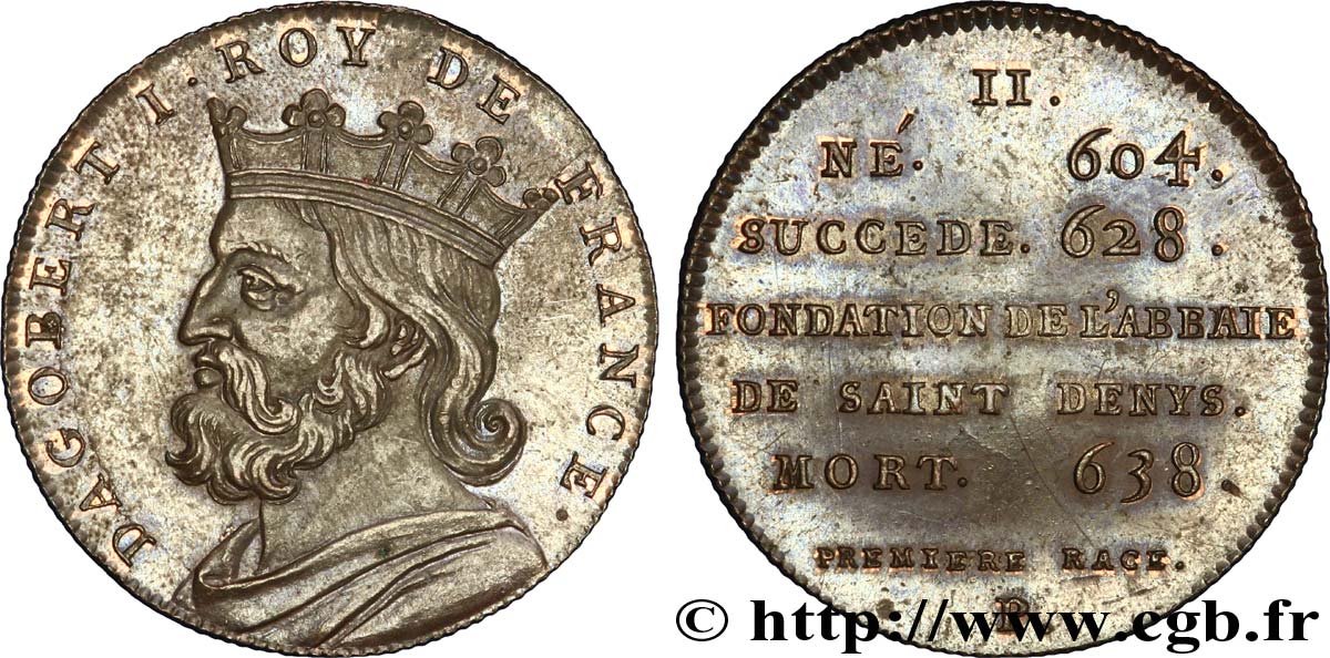 SÉRIE MÉTALLIQUE DES ROIS DE FRANCE Règne de DAGOBERT I - 11 - frappe Louis XVIII, lourde SUP