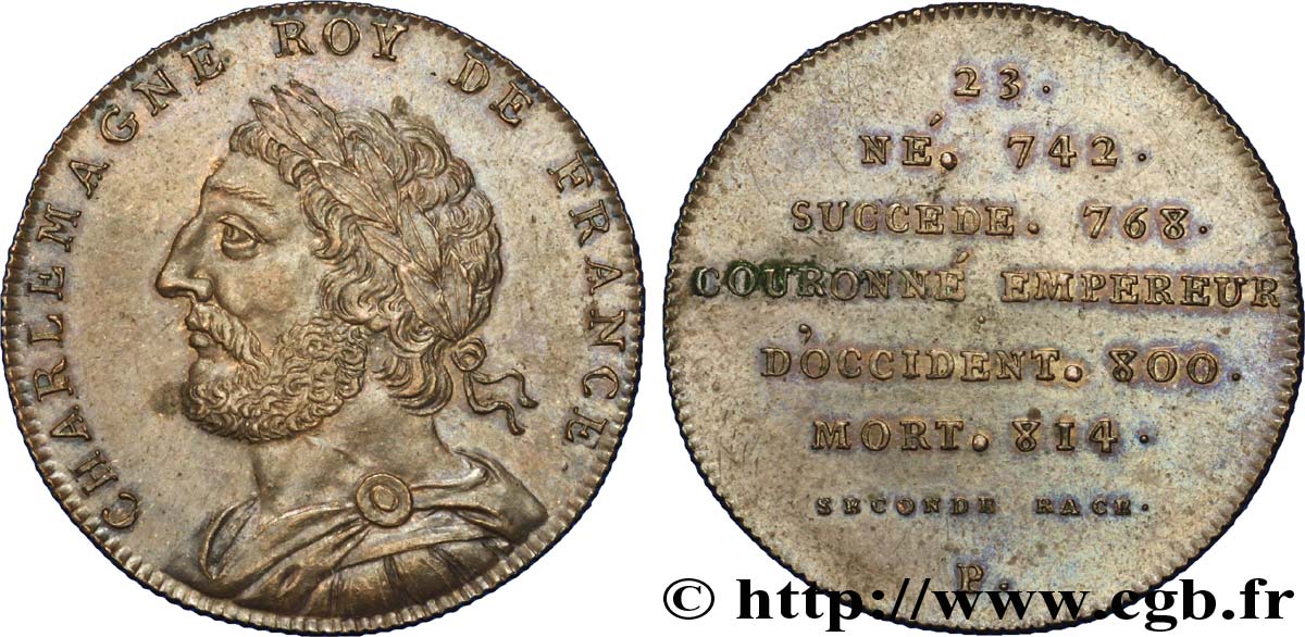 SÉRIE MÉTALLIQUE DES ROIS DE FRANCE Règne de CHARLEMAGNE - 23 - frappe Louis XVIII, lourde SUP
