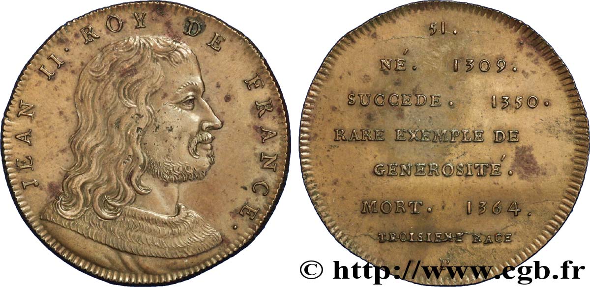 SÉRIE MÉTALLIQUE DES ROIS DE FRANCE Règne de JEAN II LE BON - 51 - frappe d’origine, légère SPL