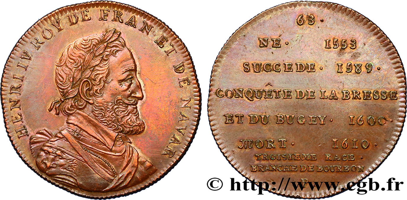 SÉRIE MÉTALLIQUE DES ROIS DE FRANCE Règne de HENRI IV - 63 - frappe Louis XVIII , lourde SC