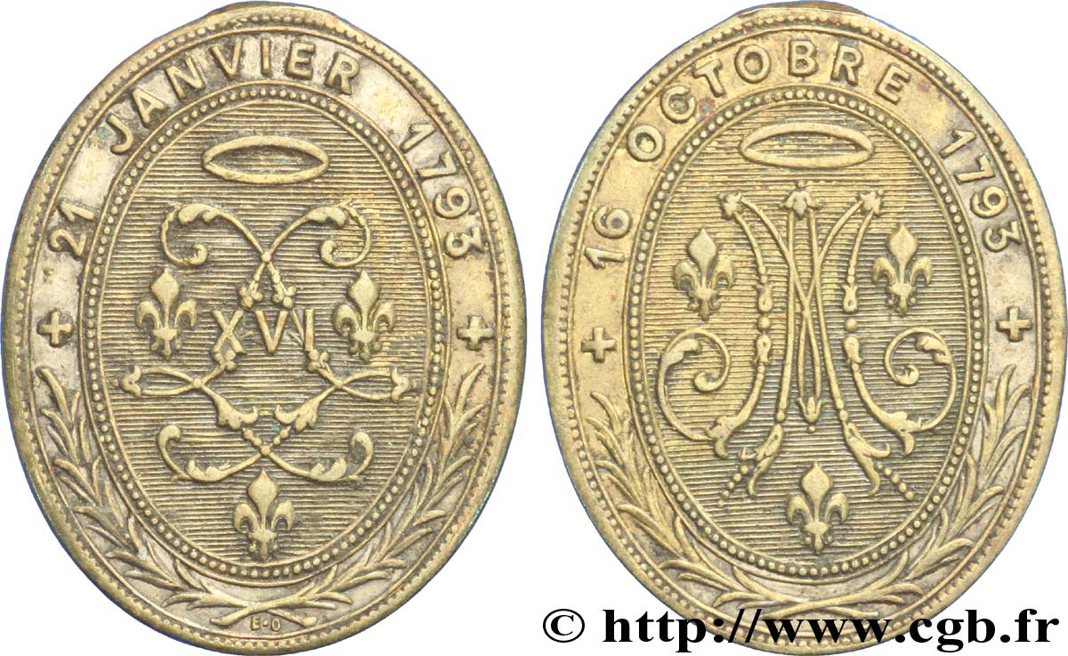 LUDWIG XVIII Médaille de souvenir du roi et de la reine martyrs fVZ