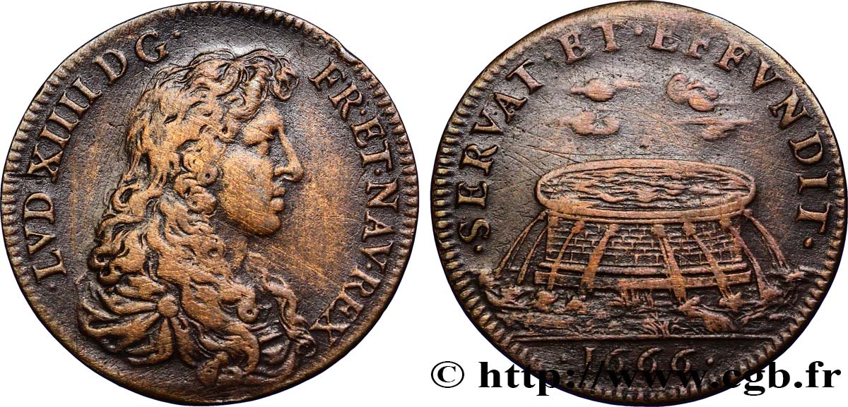 LOUIS XIV LE GRAND ou LE ROI SOLEIL Au type du Trésor royal TB+