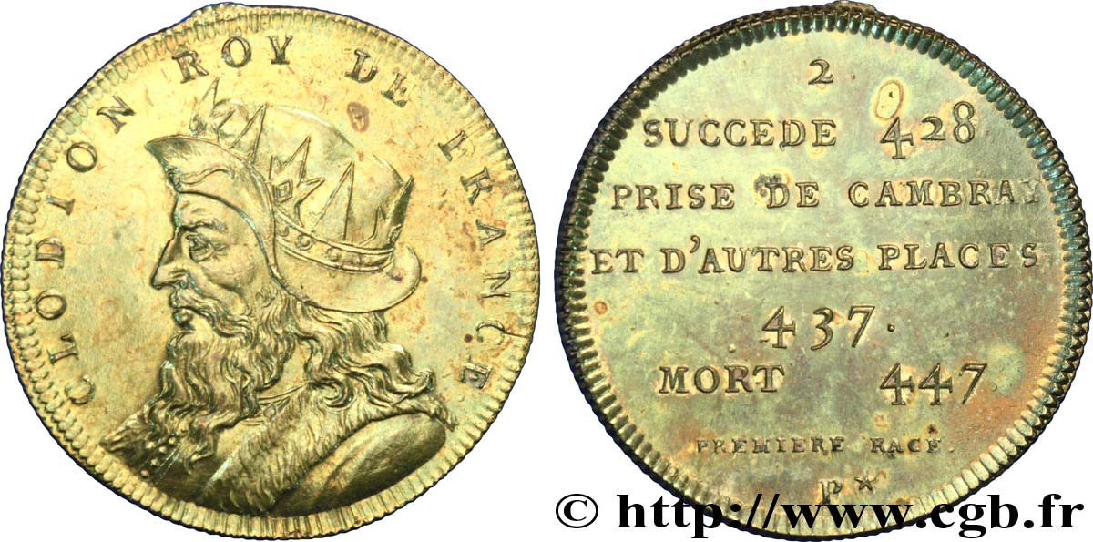 SÉRIE MÉTALLIQUE DES ROIS DE FRANCE Règne de CLODION - 2 - Émission LOUIS XVIII SPL