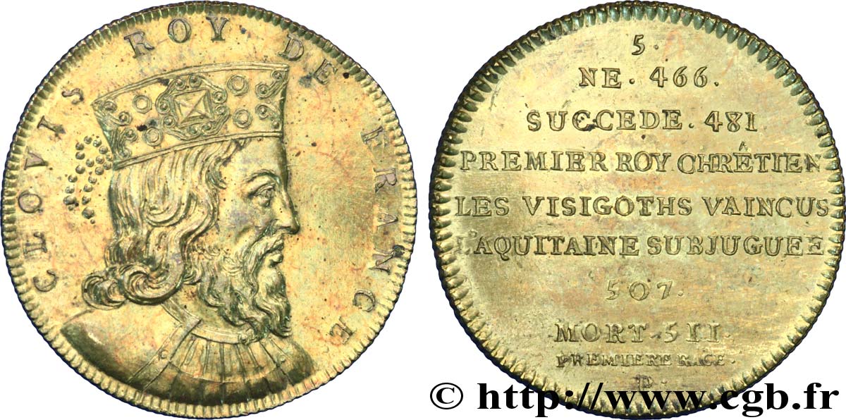 METALLIC SERIES OF THE KINGS OF FRANCE  Règne de CLOVIS - 5 - Émission LOUIS XVIII MS