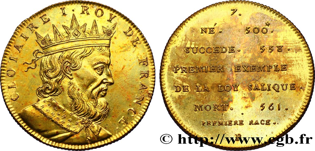 SÉRIE MÉTALLIQUE DES ROIS DE FRANCE Règne de CLOTAIRE Ier - 7 - Émission Louis XVIII fST