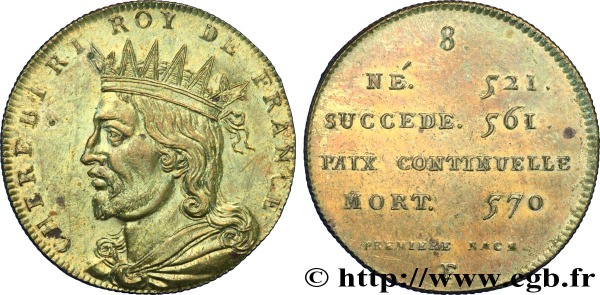 SÉRIE MÉTALLIQUE DES ROIS DE FRANCE Règne de CARIBERT Ier - 8 - Émission Louis XVIII SPL