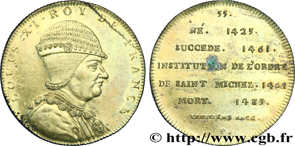 SÉRIE MÉTALLIQUE DES ROIS DE FRANCE Règne de LOUIS XI - 55 - Émission de Louis XVIII SPL