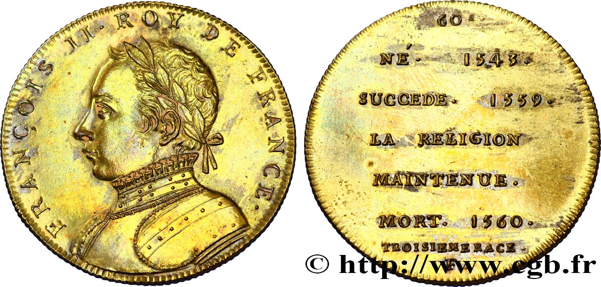 SÉRIE MÉTALLIQUE DES ROIS DE FRANCE Règne de FRANÇOIS II - 60 - Émission de Louis XVIII SPL