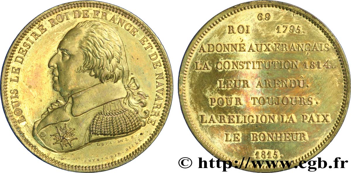 SÉRIE MÉTALLIQUE DES ROIS DE FRANCE 69 - Règne de Louis XVIII - 69 SPL