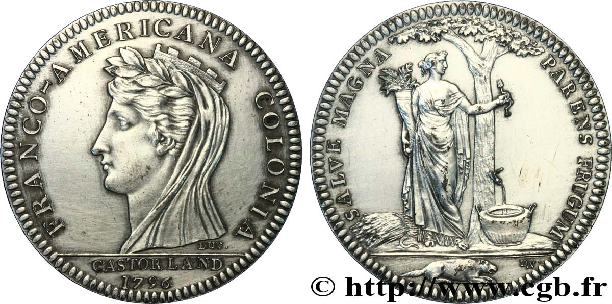 AMÉRIQUE (COLONIES FRANÇAISES DE L') CASTORLAND, refrappe moderne 1796