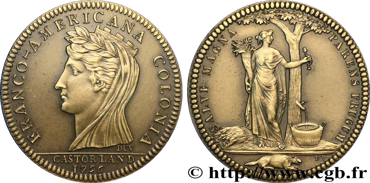AMÉRIQUE (COLONIES FRANÇAISES DE L') CASTORLAND, refrappe moderne 1796