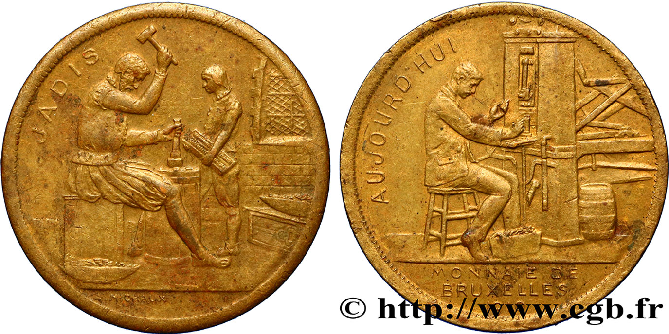 BÉLGICA - REINO DE BÉLGICA - ALBERTO I Jeton de souvenir de la Monnaie de Bruxelles MBC