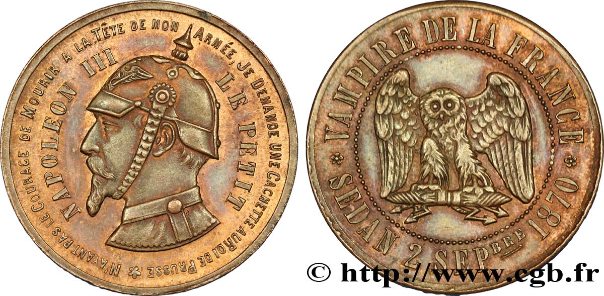 SATIRIQUES - GUERRE DE 1870 ET BATAILLE DE SEDAN Monnaie satirique, module de 10 centimes SUP