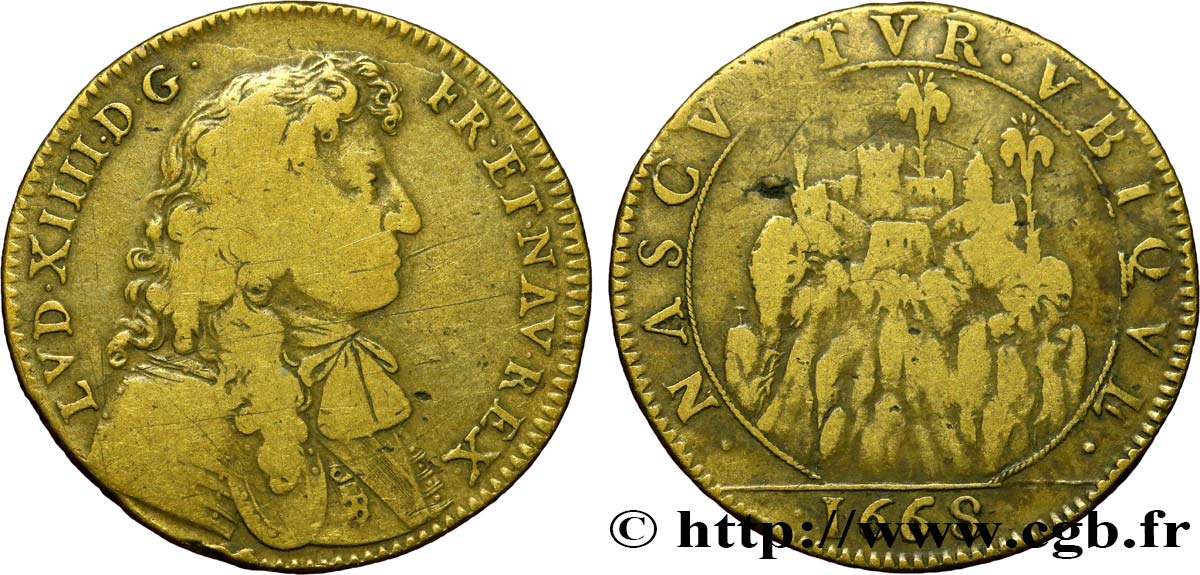 ARDENNES - MONTMÉDY Jeton avec buste de Louis XIV TB