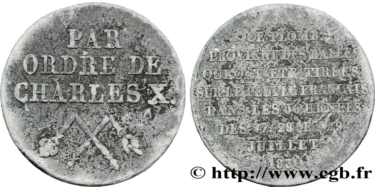LOUIS-PHILIPPE - LES TROIS GLORIEUSES / THE THREE GLORIOUS DAYS Médaille politique commémorant les journées de juillet 1830 XF