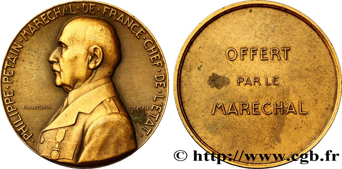 ÉTAT FRANÇAIS Médaille du Maréchal Pétain par Pierre Turin SPL