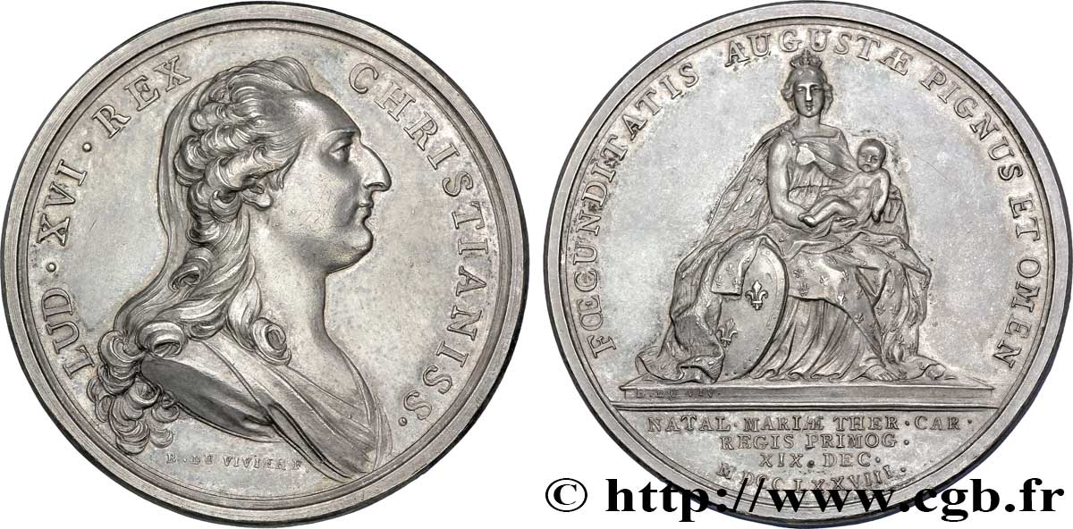 LOUIS XVI Médaille Ar 41 pour la naissance de Marie-Thérèse, “Madame Royale” AU