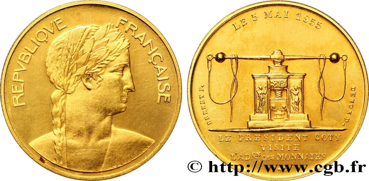 VIERTE FRANZOSISCHE REPUBLIK Médaille de visite en or à la Monnaie de Paris par Delannoy ST65