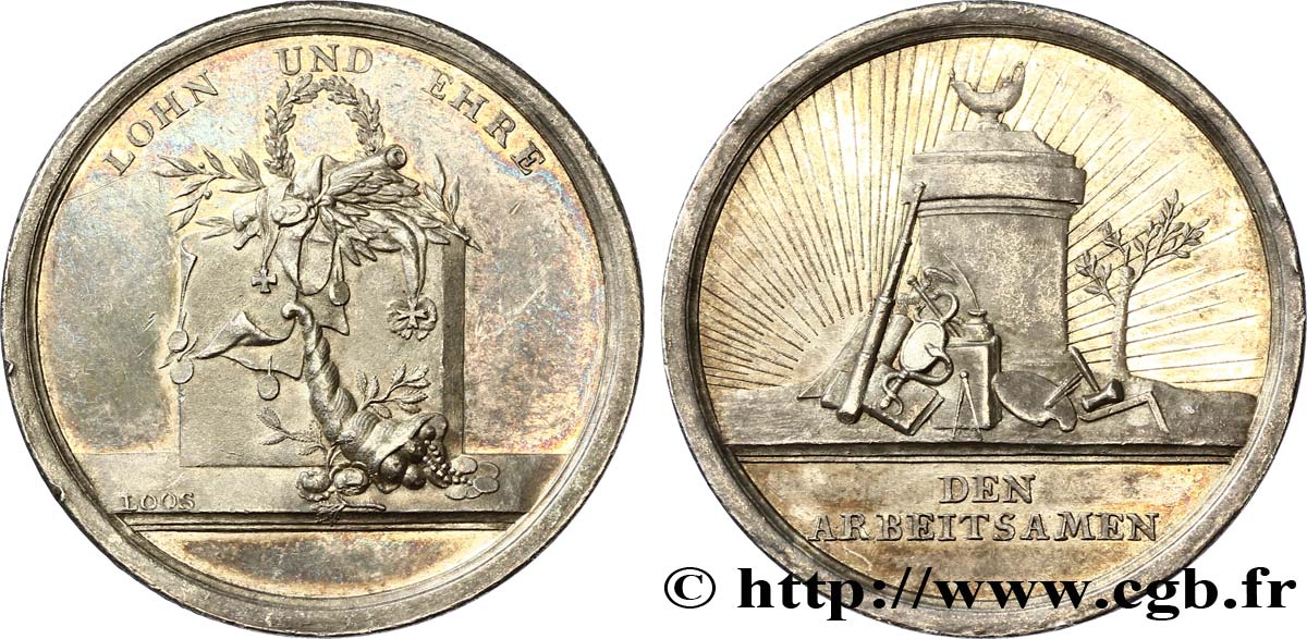 FRANC - MAÇONNERIE Jeton allemand, peut-être maçonnique, gravé par Loos, vers 1800 SPL