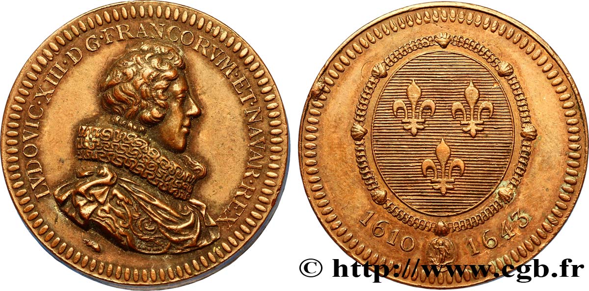 LOUIS XIII LE JUSTE Médaille de souvenir postérieure SUP