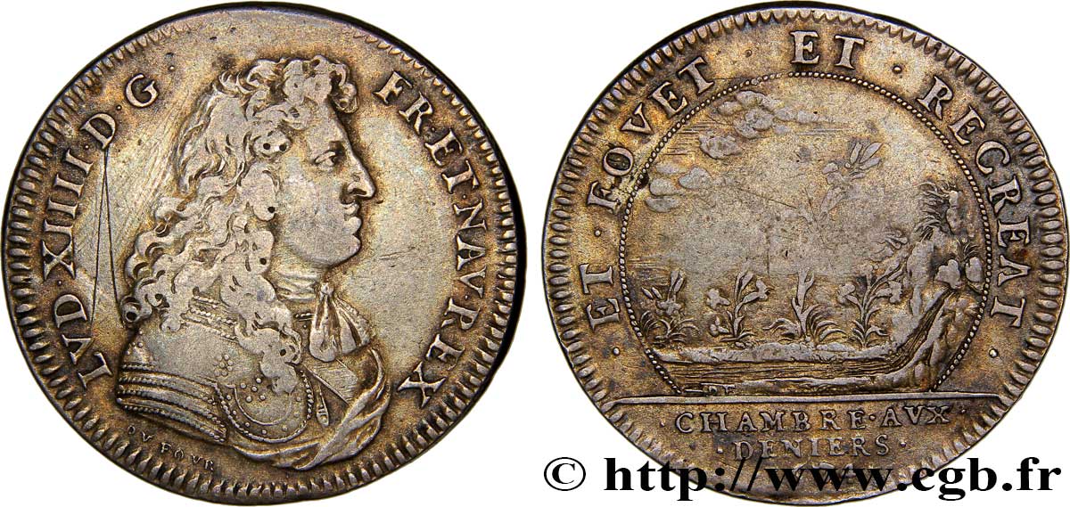 CHAMBRE AUX DENIERS LOUIS XIV, cuivre argenté TB+