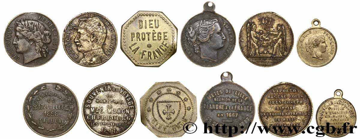 LOTS Lot de six jetons politiques états et métaux divers 